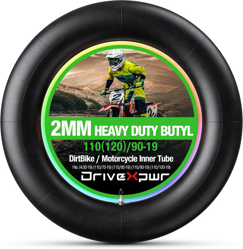 DriveXpwr 110(120)/90-19 Heavy-Duty Motorcycle Inner Tubes-2.1mm(4.00-19) Thick Butyl Rubber Inner Tubes - Pinch and Puncture-Resistant,TR4 Valve Stems - Designed for Off-Road Tires - Image 1